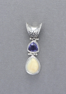 Sterling Silver Elk Ivory Pendant with Amethyst